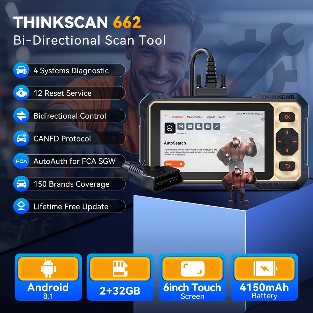 ThinkScan 662 ABS SRS Engine Drivetrain System OBD2 Diagnostic Tool Action Test