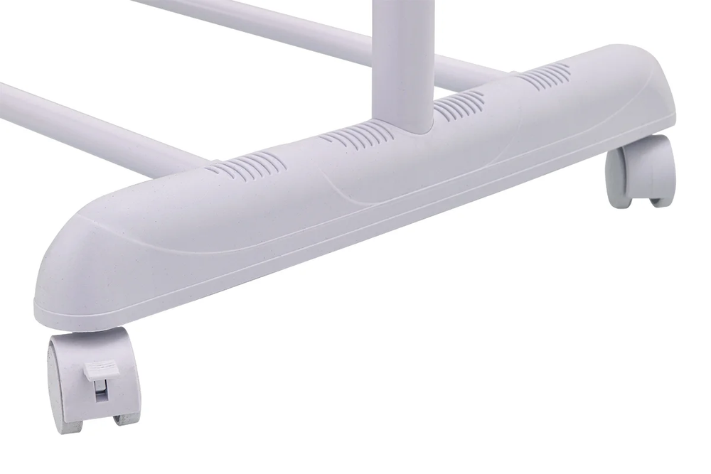 Adjustable Rolling Garment Rack, Chrome & White, Heavy Duty Clothes Organizer