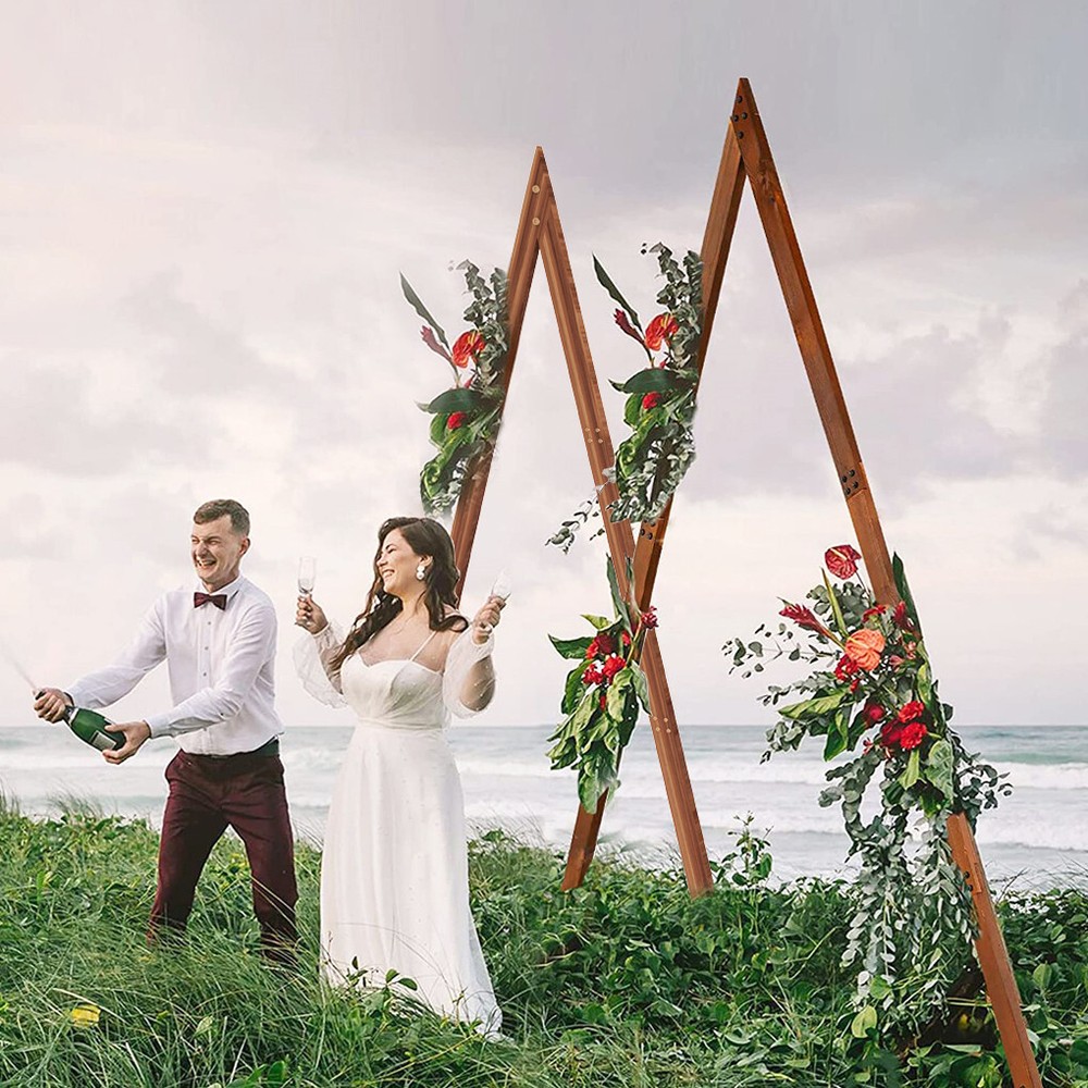 2 Pack Triangle Wooden Wedding Arch Oversized Ceremony Archway Backdrop Frame