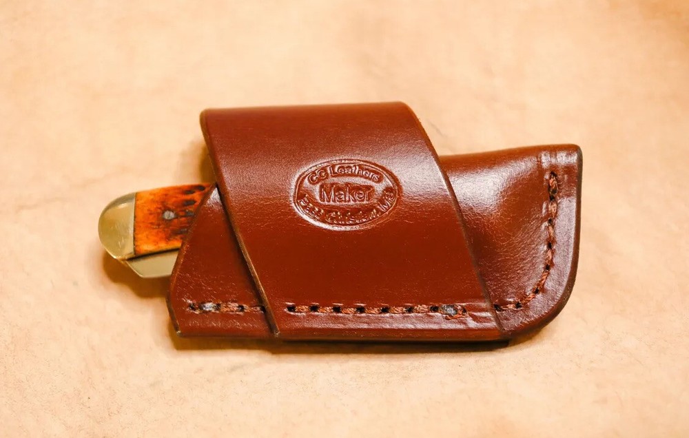 Custom Leather Crossdraw Sheath for 4" Trapper