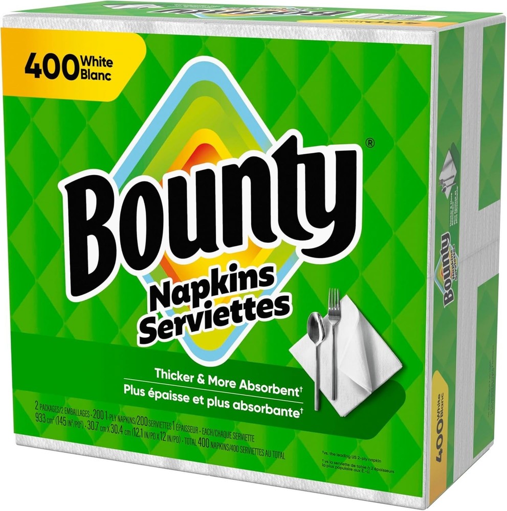Bounty Paper Napkins, White, 400 Count