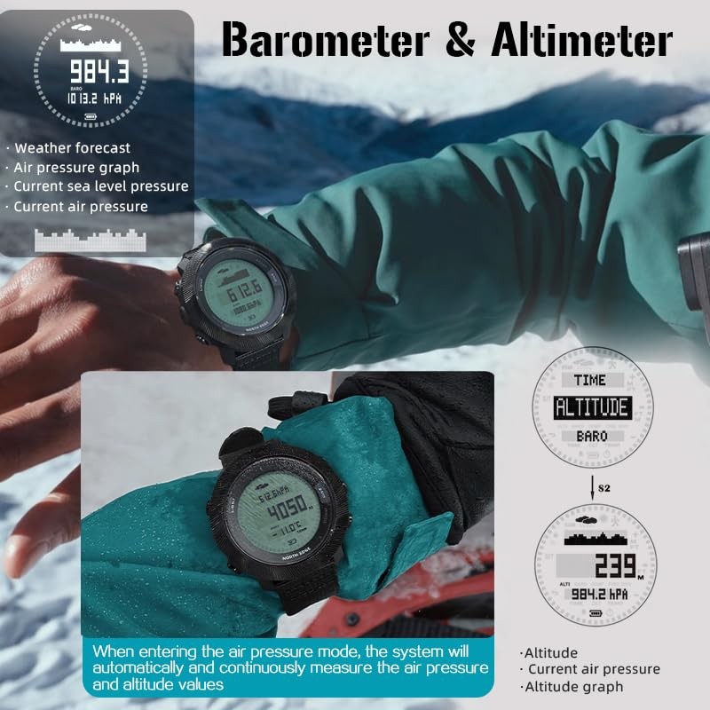 NORTH EDGE Apache D Dive Watch for Men 50M Free Dive Computer, Digital