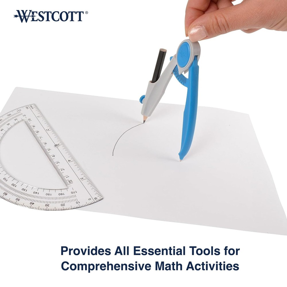 Westcott Compass and Protractor Math 1 Count (Pack of 1), Assorted