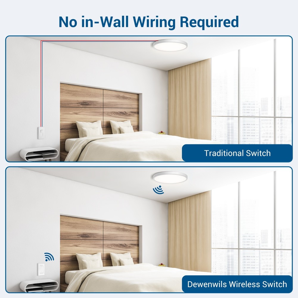 DEWENWILS Wireless Remote Control Wall Light Switch Ceiling Lights Programmable