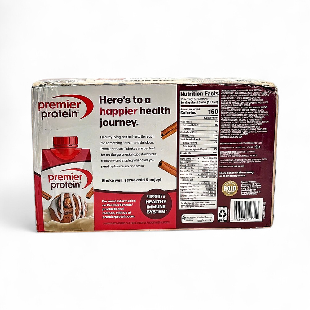 Premier Protein Cinnamon Roll Shake 11oz 15-Pack