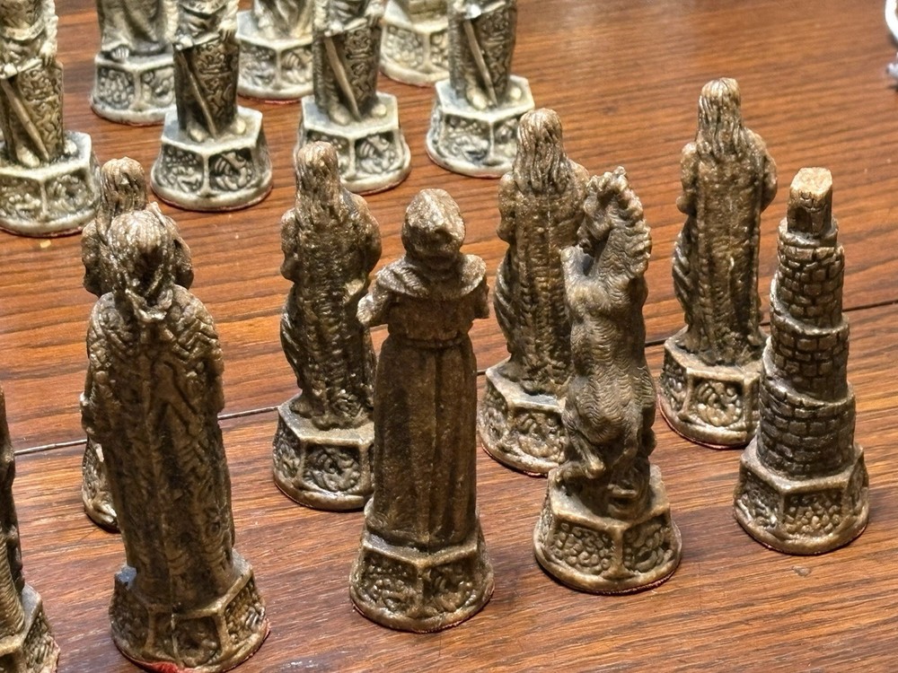 Vintage Aztec Mayan Chess Pieces .