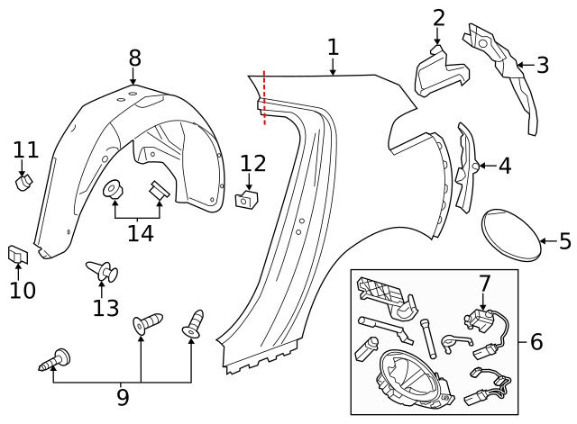 Genuine GM Driver Side Body Side Outer Panel Extension 25950983