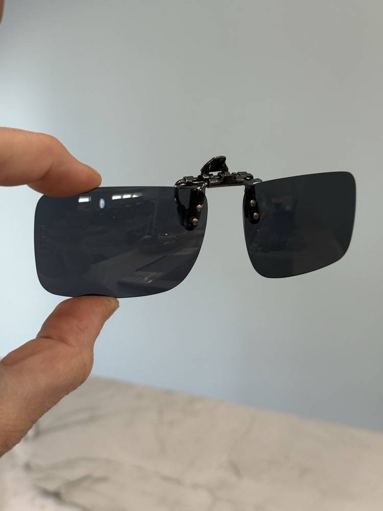 Clip On Sunglasses CEETOL Rectangular Gray Lens Metal frame Polarized Lenses