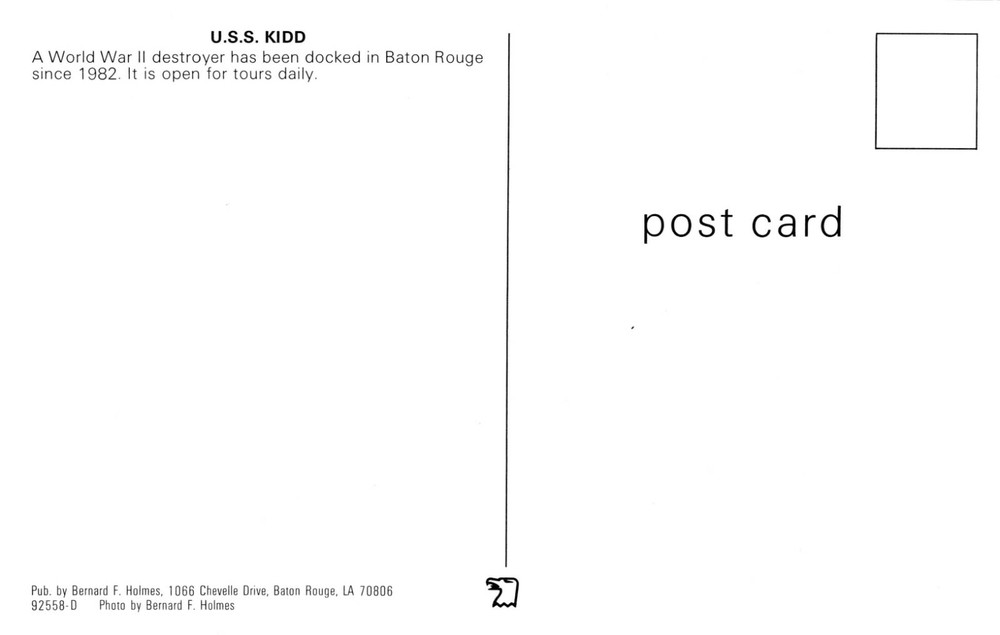 Postcard USS Kidd DD-661 Destroyer