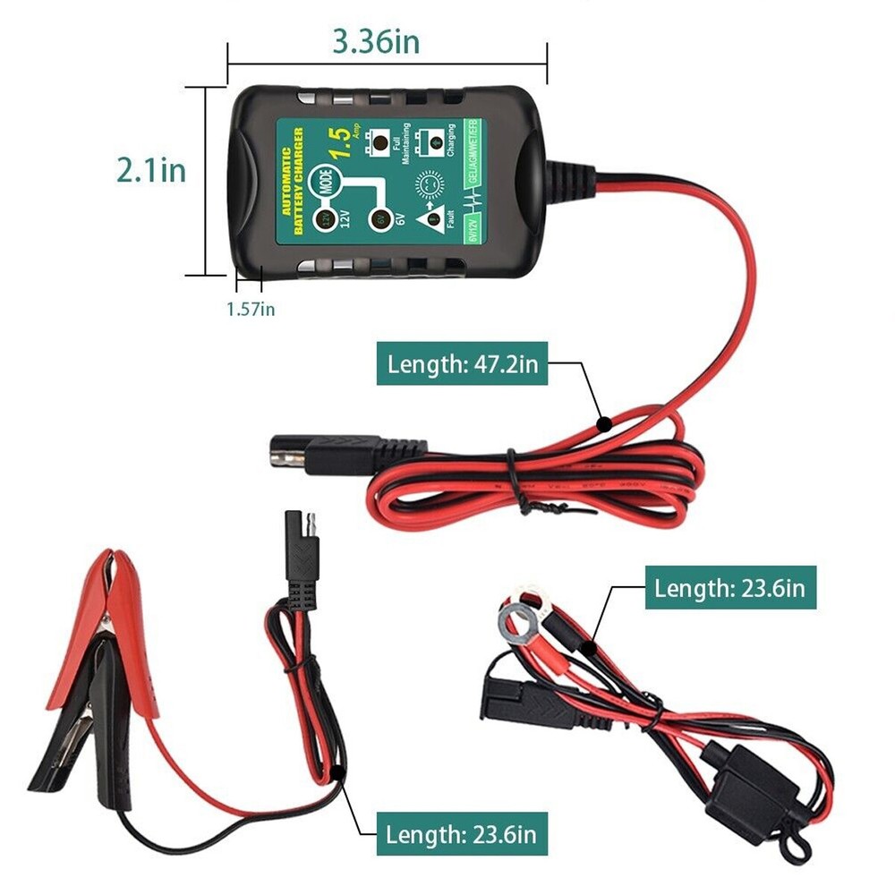12V/6V automatic battery charger motorcycle trickle and float charge maintainer