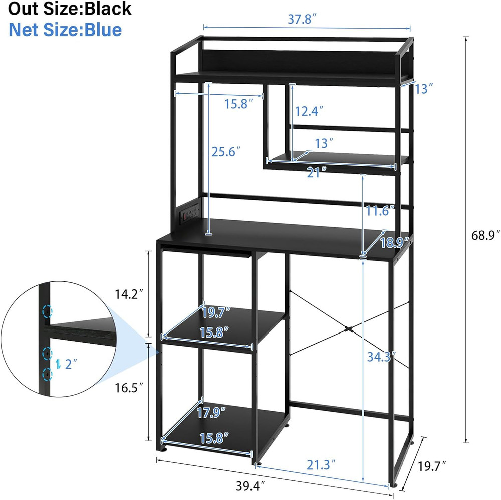 Modern Coffee Bar Cabinet with Built in Mini Fridge Space and Microwave Stand...