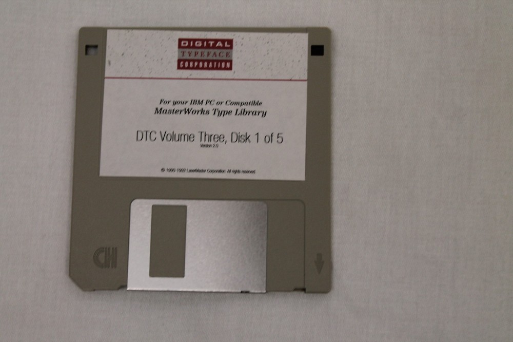MasterWorks Type Library for IBM PC DTC Volume Three Disc 1-5 3.55" Floppy Disk