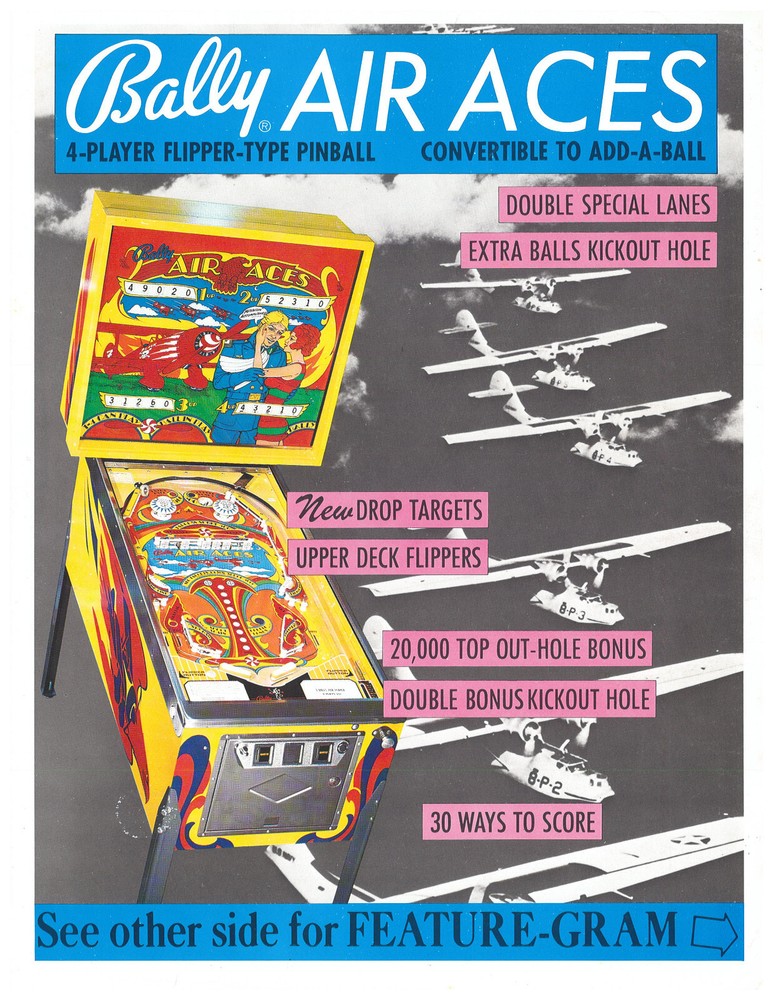 Air Aces Bally Pinball Flyer / Brochure / Ad /