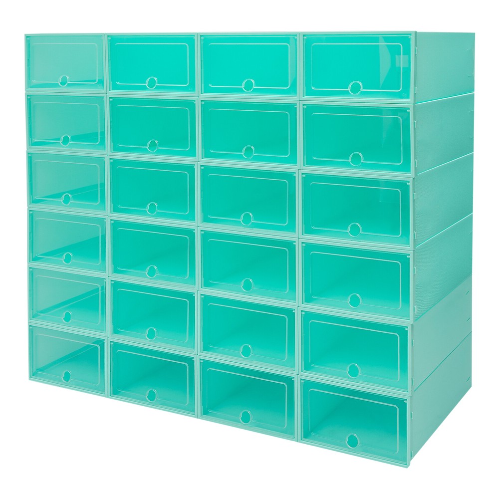 24 Pack Green Stackable Shoe Boxes Shoe Storage Box Shoe Storage Organizer