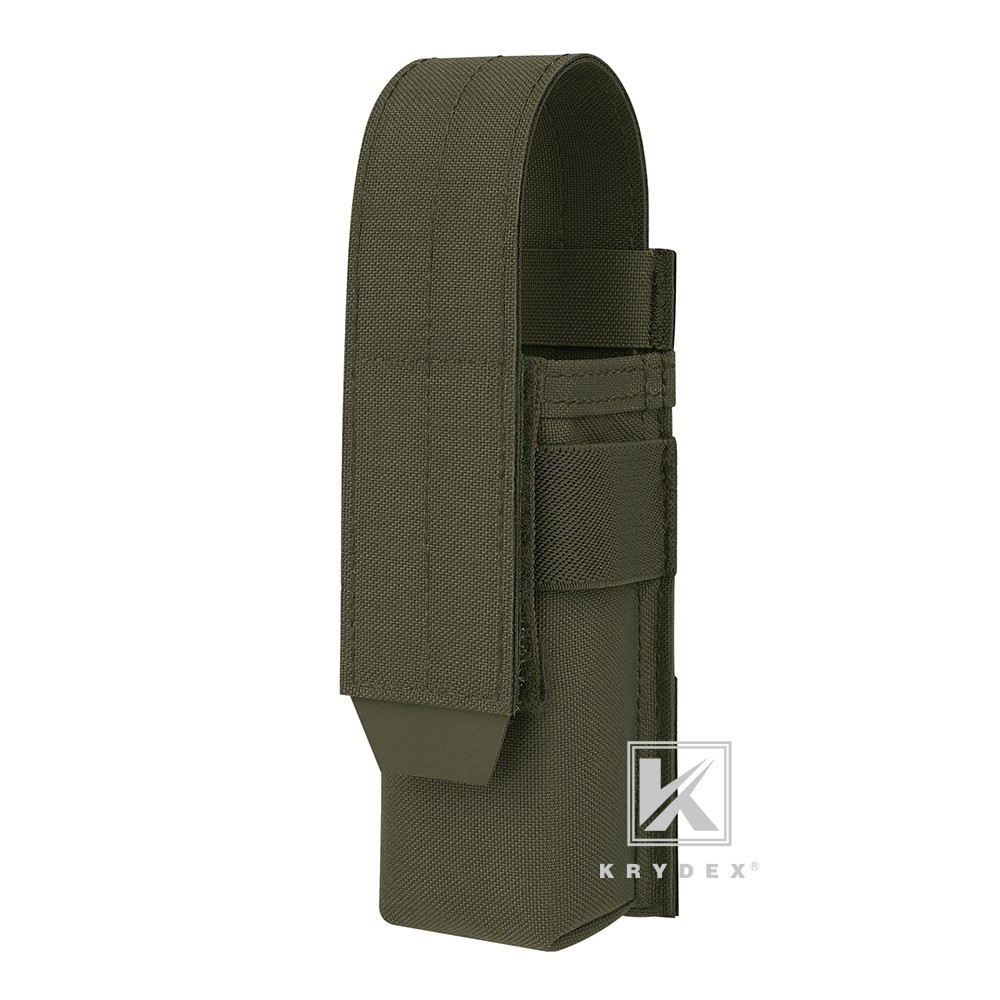 KRYDEX Tactical Flashlight Holster Low Profile Pouch Green MOLLE&Belt System