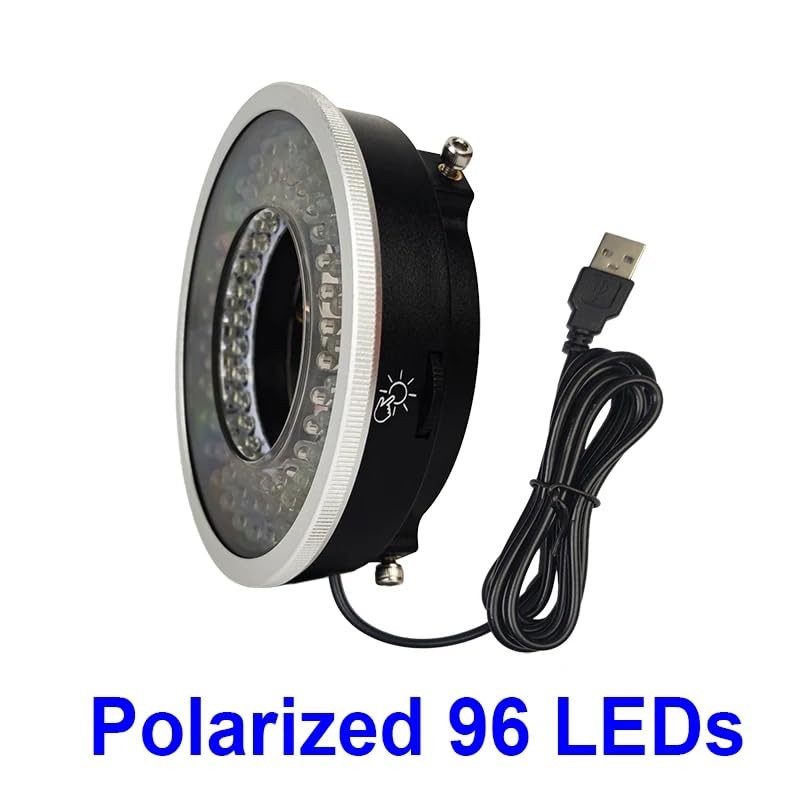 Polarized Microscope Light Anti Glare LED Ring Illuminator, USB Adjustable 96...
