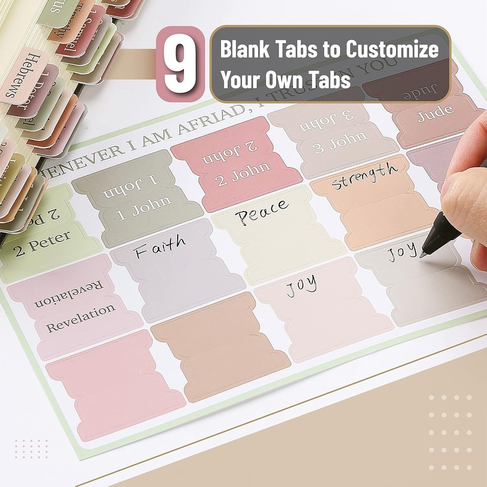 Customizable Boho Bible Tabs - 75 Set with Alignment Guide for Easy Use