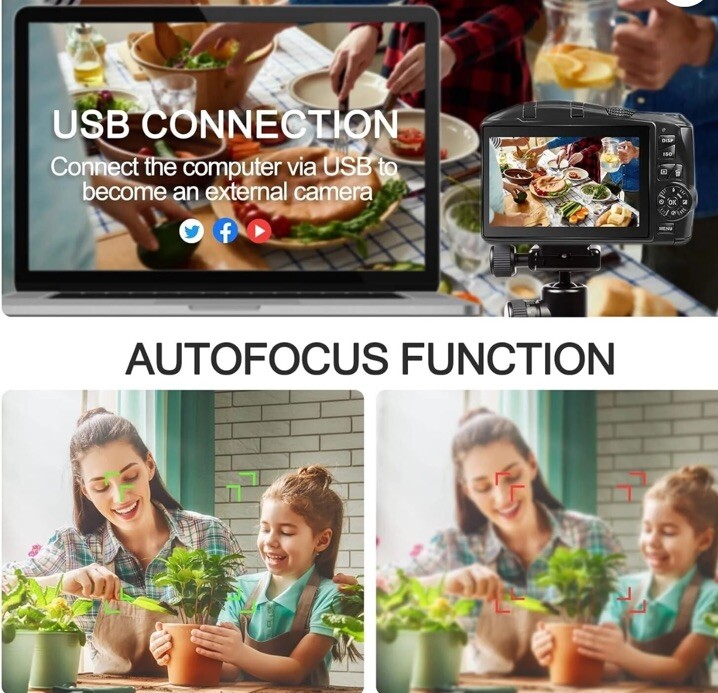 HHD 4K Video Camera 48MP Vlogging Camera