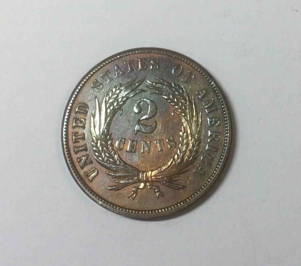 1864 LM Two Cents Nice Better Grade Reverse small strike thru Error