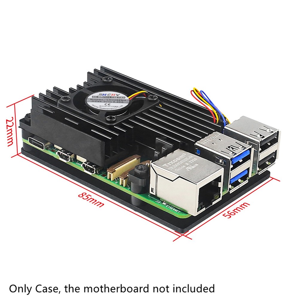 Aluminum Protective Case For Raspberry pi 5 Motherboards +Cooling Fan
