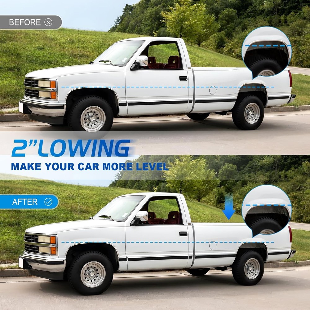 2-3" Suspension Rear Drop Lowering Shackles: Replacement for Chevy Silverado
