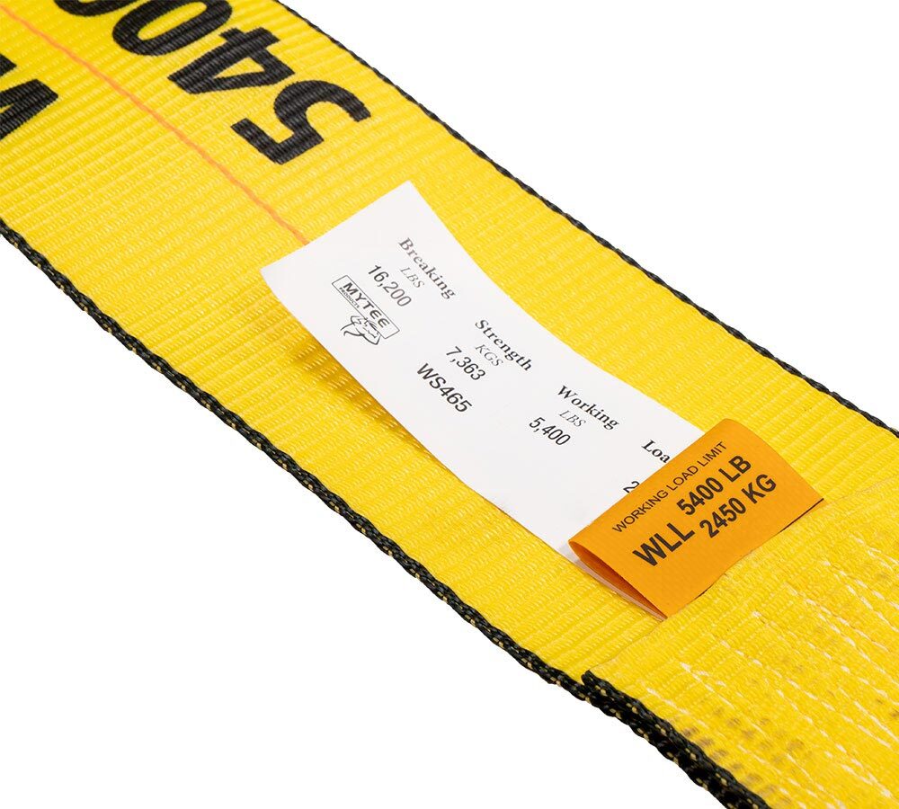 4"x65' Winch Straps w/flat hook, WLL 5400 Flatbed Tie Down Strap