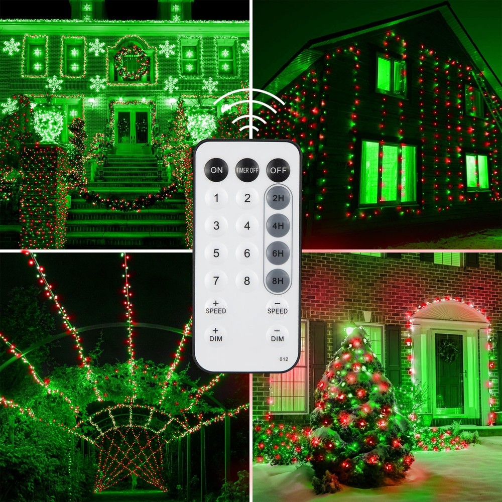 weillsnow 328 FT 1000 LED Christmas String Lights with Remote & Timer, 8 Lightin