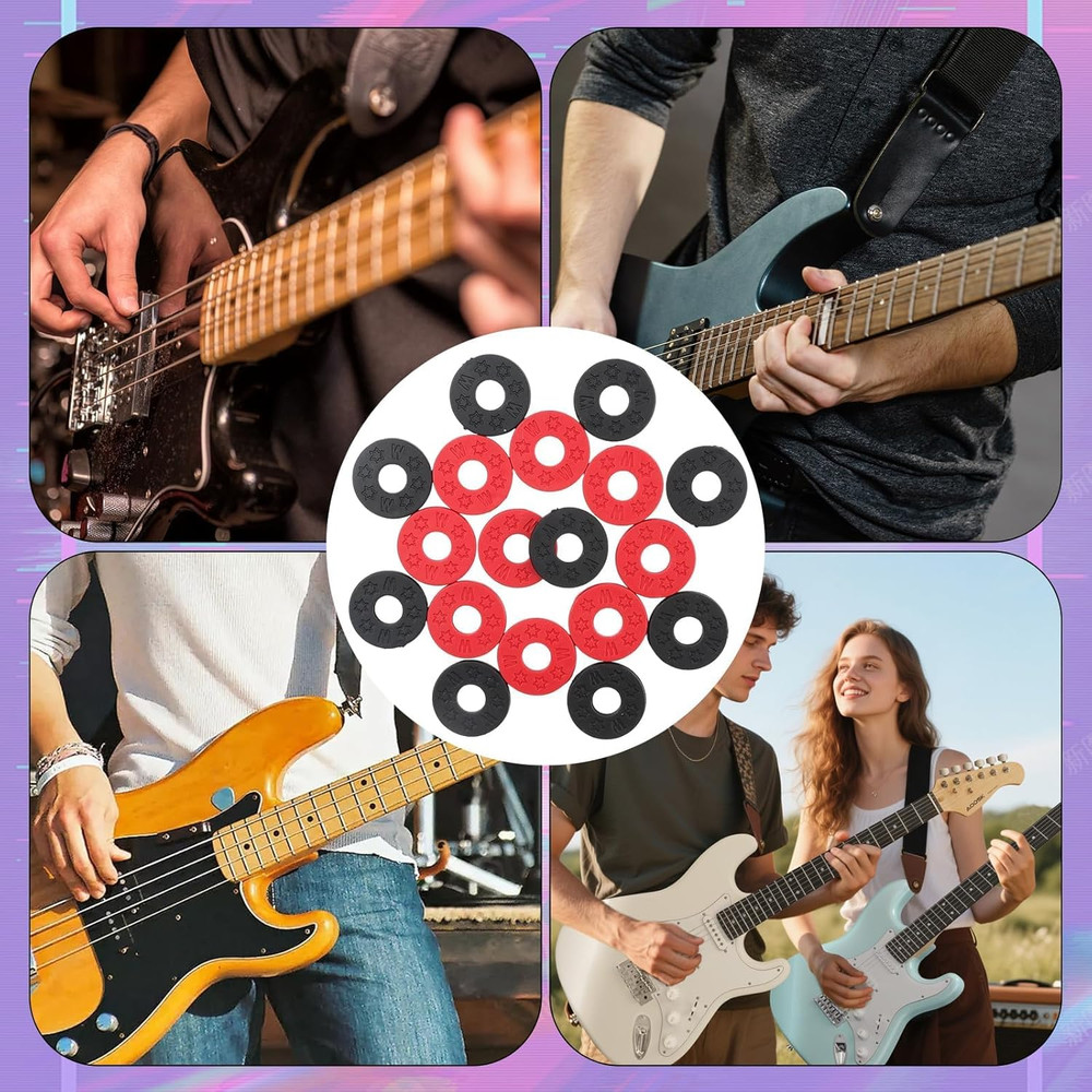 24PCS Silicone Guitar Strap Locks - Secure Strap Blocks & Rubber Strap Locks