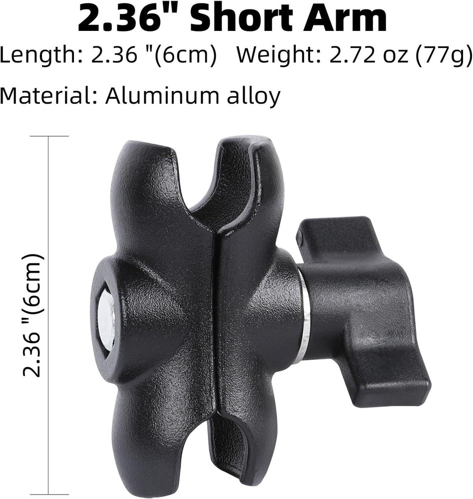 Aluminum Double Socket Arm - Adjustable Mount for RAM B Size 1" Ball Adapters