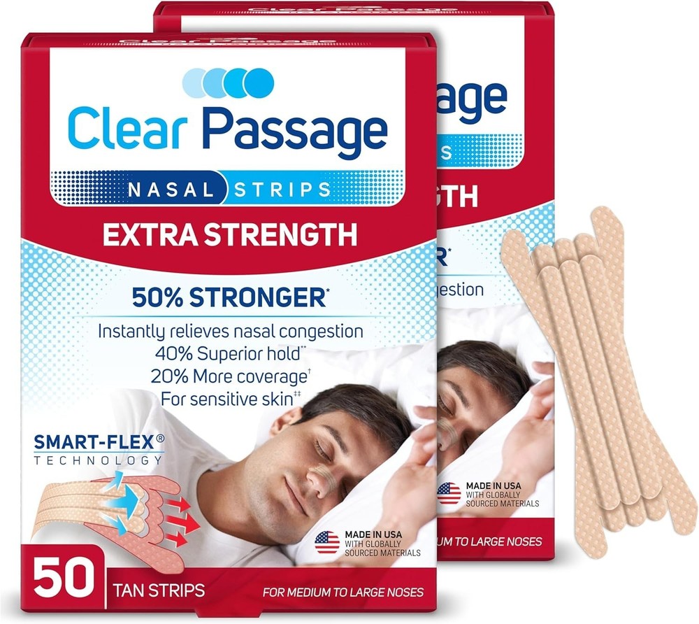 Nasal Strips Extra Strength, 100 Count Tan - Instant Relief & Snoring Solution