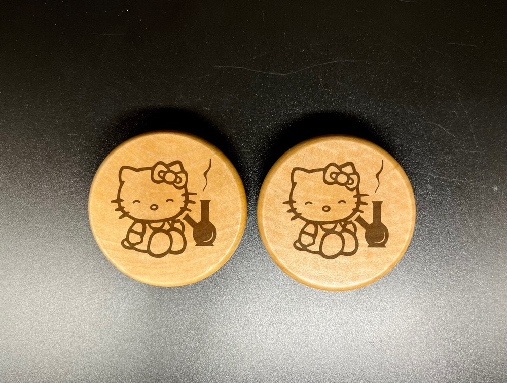 HelloKitty double side engraving wood kitchen herb grinder Personalized gift