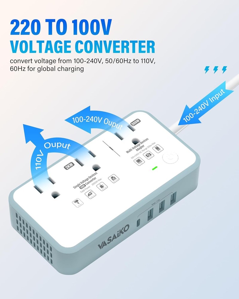 Convertidor Voltaje 220V a 110V 2000W 4 USB