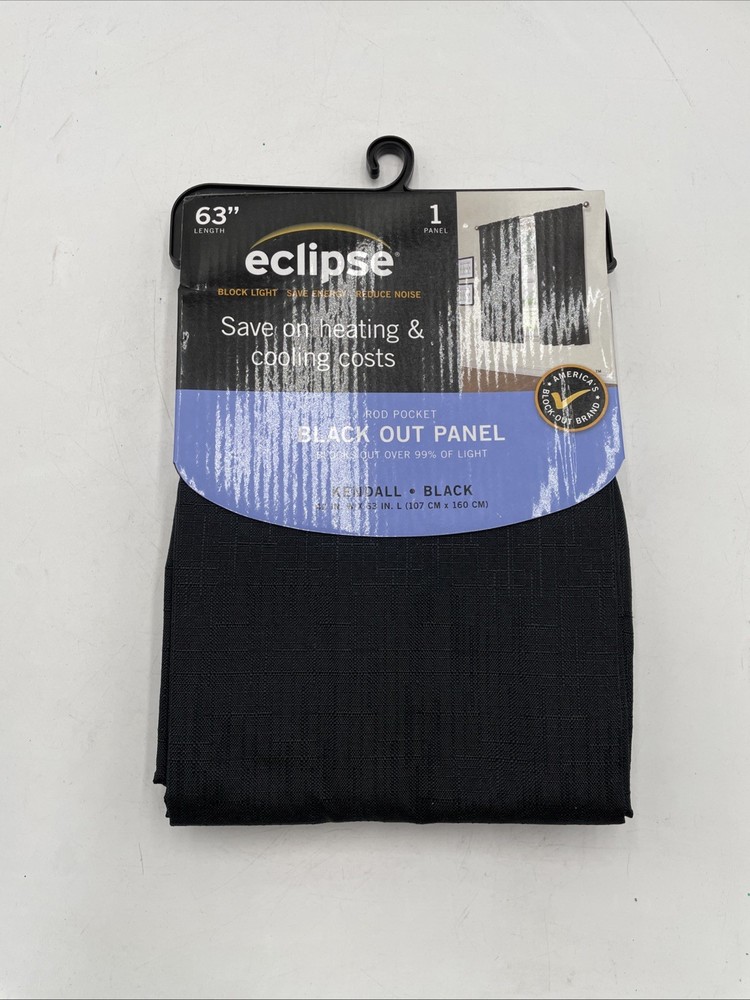 Eclipse Samara Blackout Energy-Efficient Thermal Curtain Panel, 42" x 63" Black