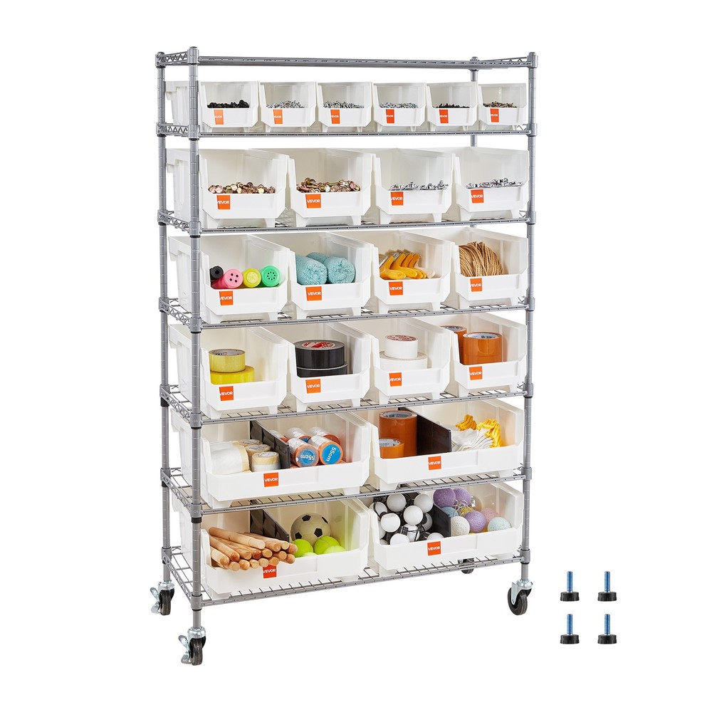 VEVOR Rolling Bin Storage Rack 7-Tier Bin Rack Storage System with 22 Bins