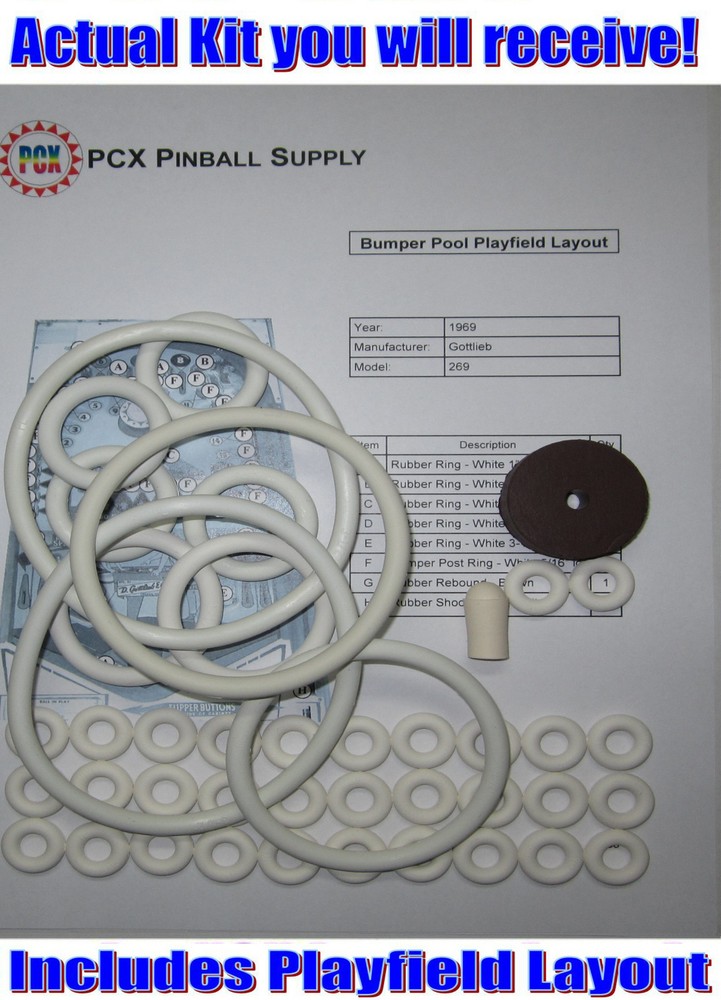 1969 Gottlieb Bumper Pool Pinball Machine Rubber Ring Kit