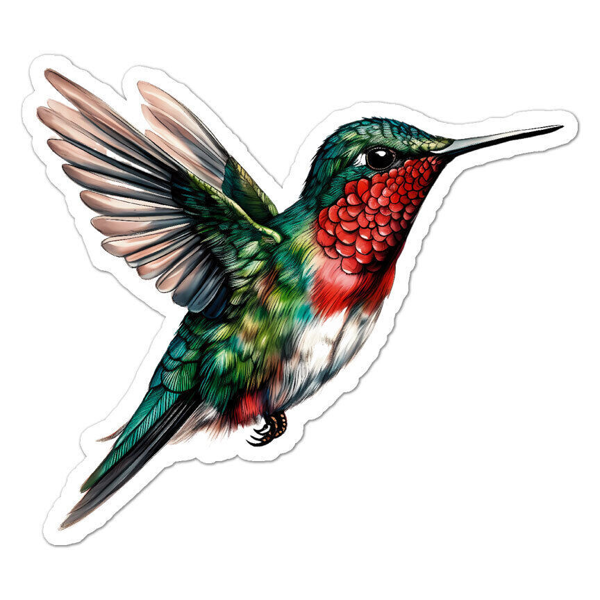 Ruby Throated Hummingbird Sticker Decal