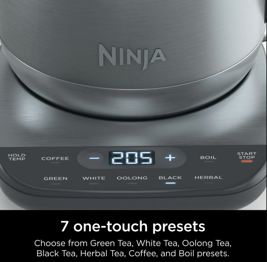 Ninja Precision Temperature Kettle Stainless, 7-Cup Capacity, Hold Temp Setting