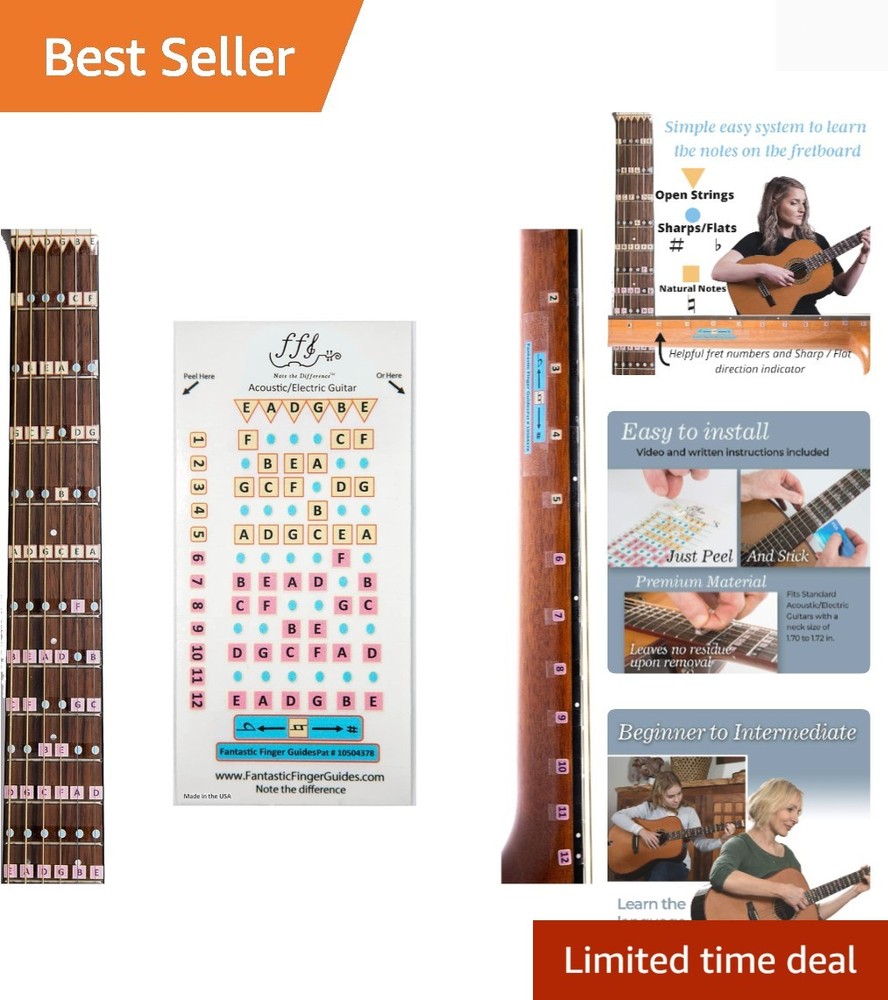 Self-Adhesive Guitar Learning Stickers - Essential for Beginners & Intermediates