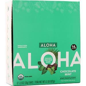 Aloha Organic Protein Bar - Plant Based Chocolate Mint 12 bars