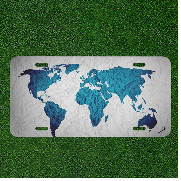 Custom Personalized License Plate Auto Tag With Earth Map View Design