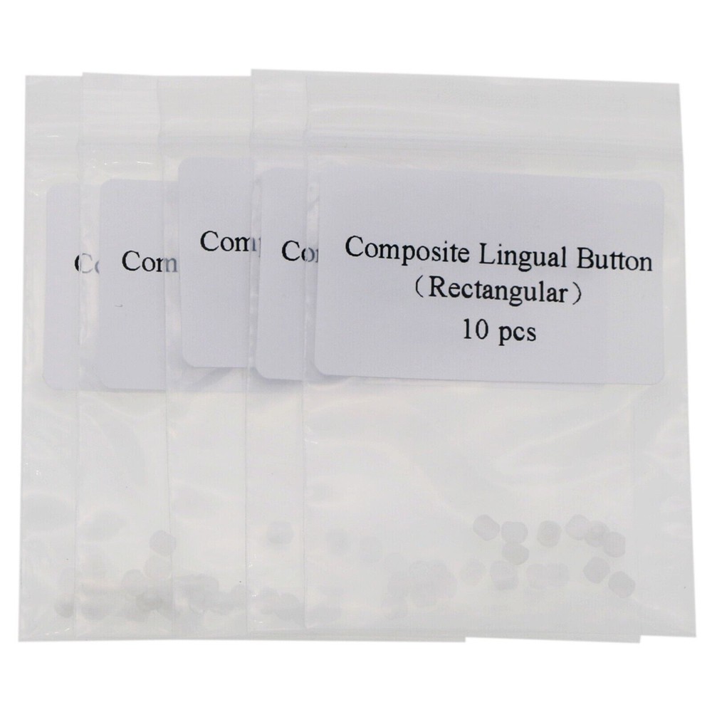 Dental Orthodontic Composite Ceramic Lingual Button Bondable Rectangular Base 10
