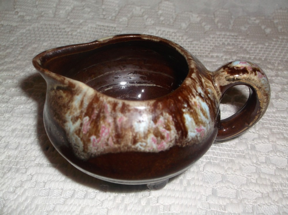 brown drip ware small creamer