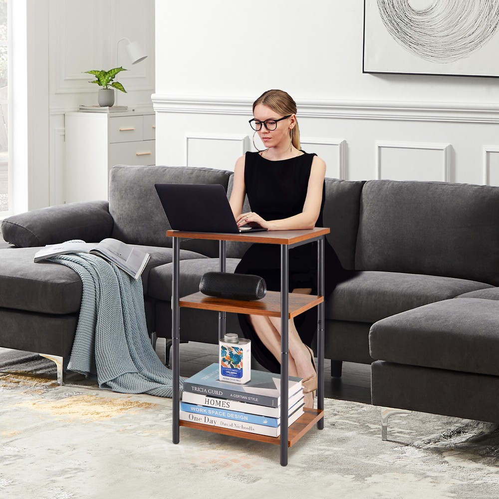 3-Tier Small Side Table - End Table with Storage Shelf for Small Spaces, Sofas