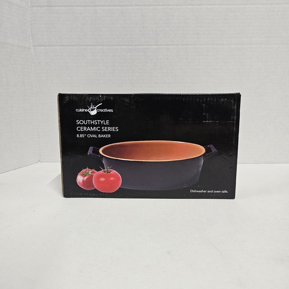 Cuisine Creatives Ceramic Oval Baker 8.85" - White Stoneware Baking Dish