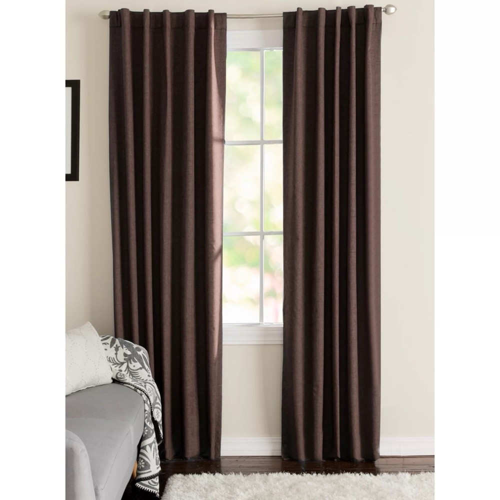 NATCO WakefieldTextured Solid Blackout Window Curtain Panel - 45 x 95 chocolate