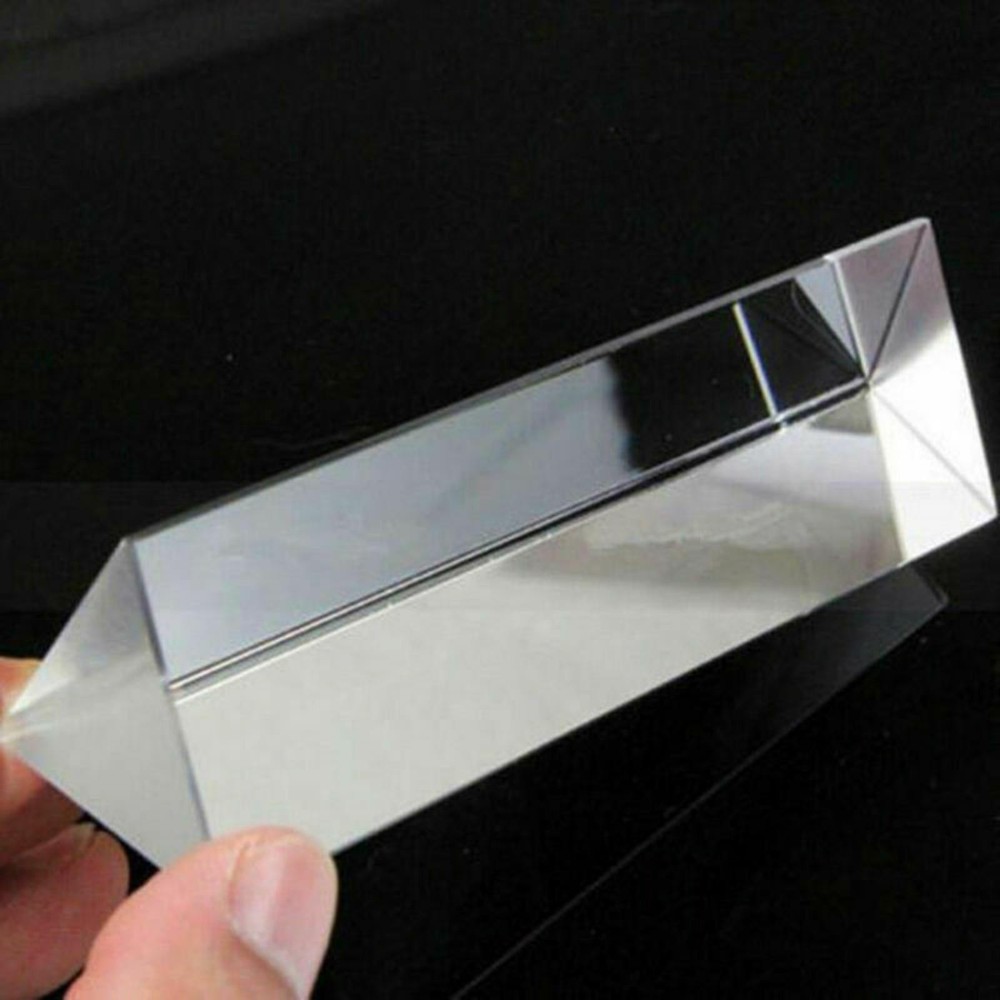 New 9cm Optical Glass Triple Triangular Prism Physics Teaching Light Spectrum E