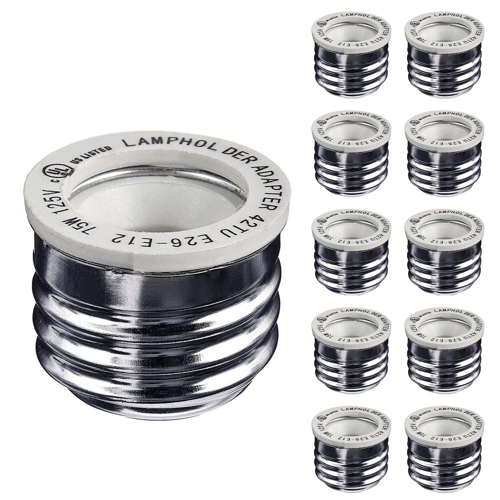 10-Pack E26/E27 to E12 Adapter, Standard Light Bulb to Candelabra Base Socket