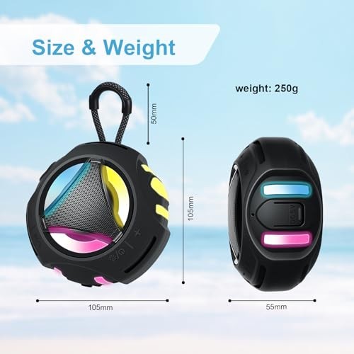 Bluetooth Shower Speaker Waterproof, Portable Bluetooth Speakers Black