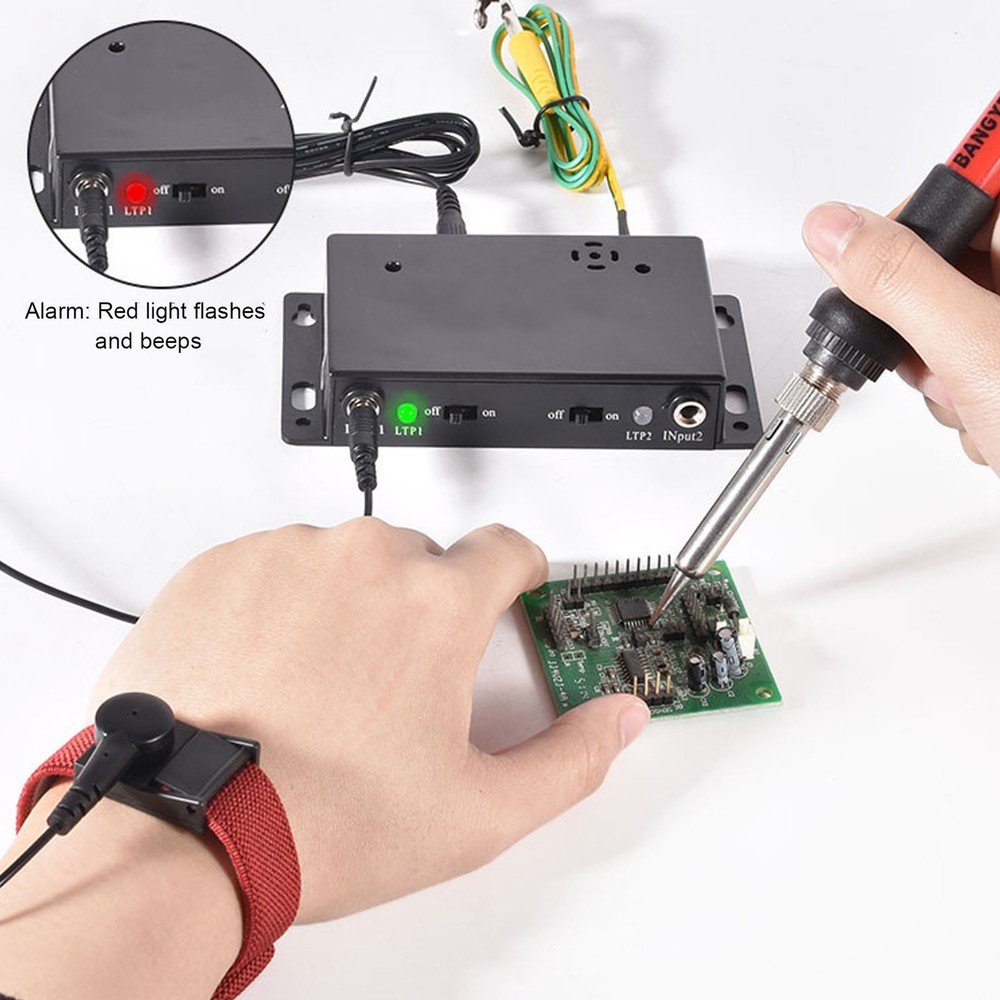 Double Station ESD Wrist Strap Tester Safe Operation For Operator Grounding For