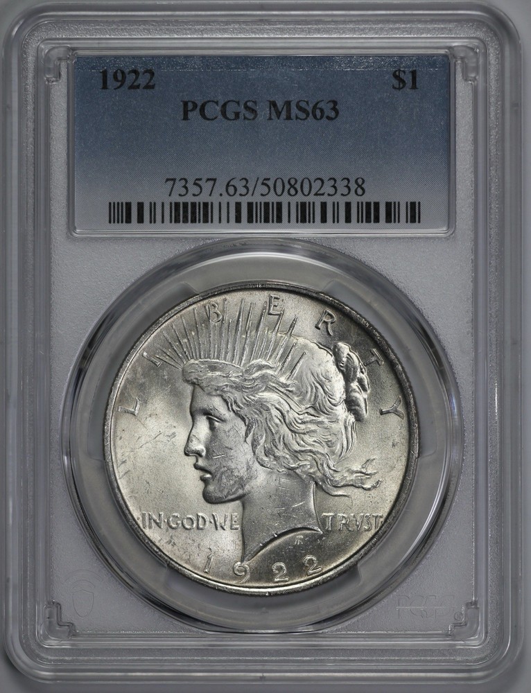 1922 Peace Silver $1 Dollar PCGS MS 63